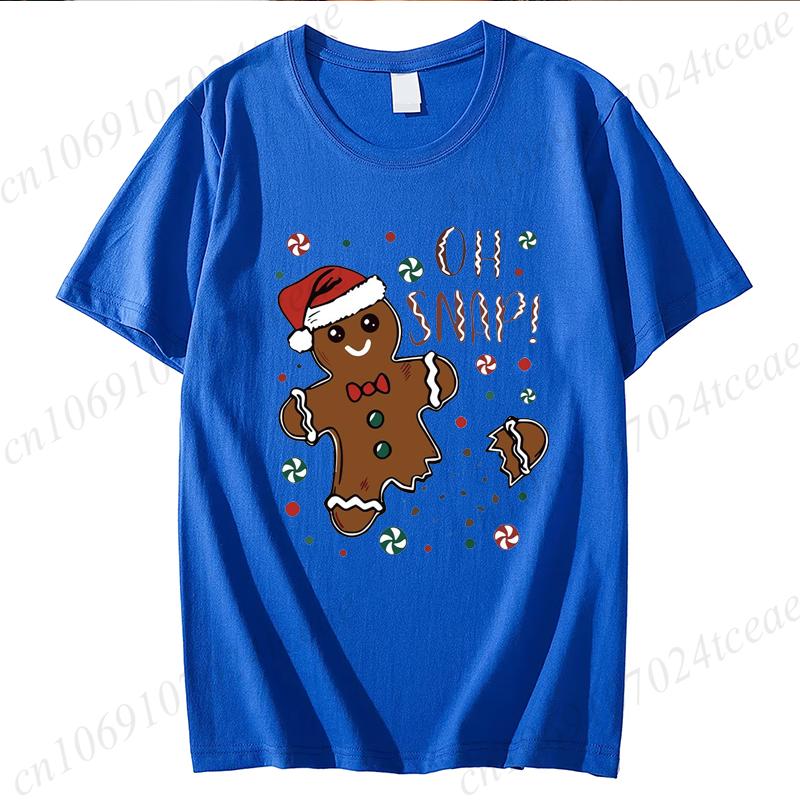 

OH SNAP Print Summer T-Shirts Tops Gingerbread Christmas Design Women s Graphic T-Shirt Short Sleeve Clothing Holiday Party Tees XXS