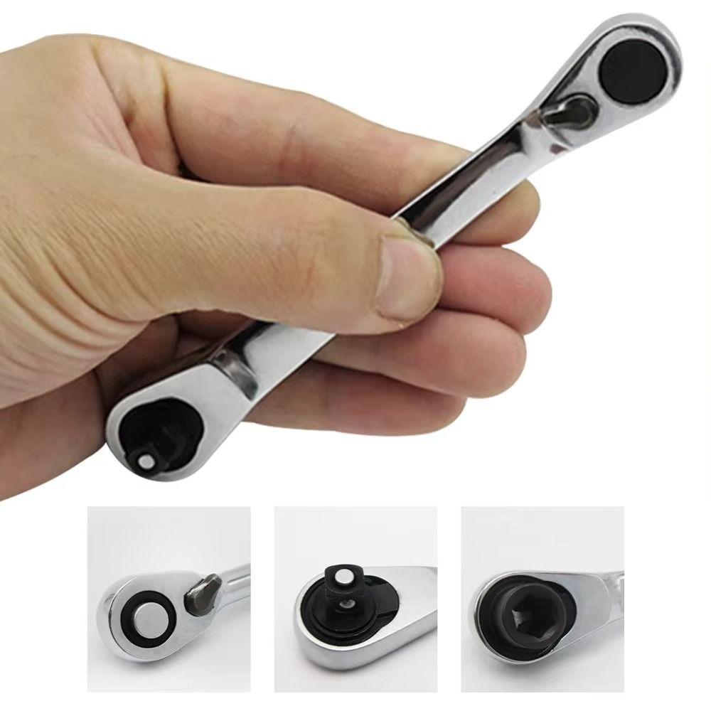 72 Tooth Socket Torque Wrench 1/4 Inch Hexagonal Ratchet Wrench  Hand Repair Tool