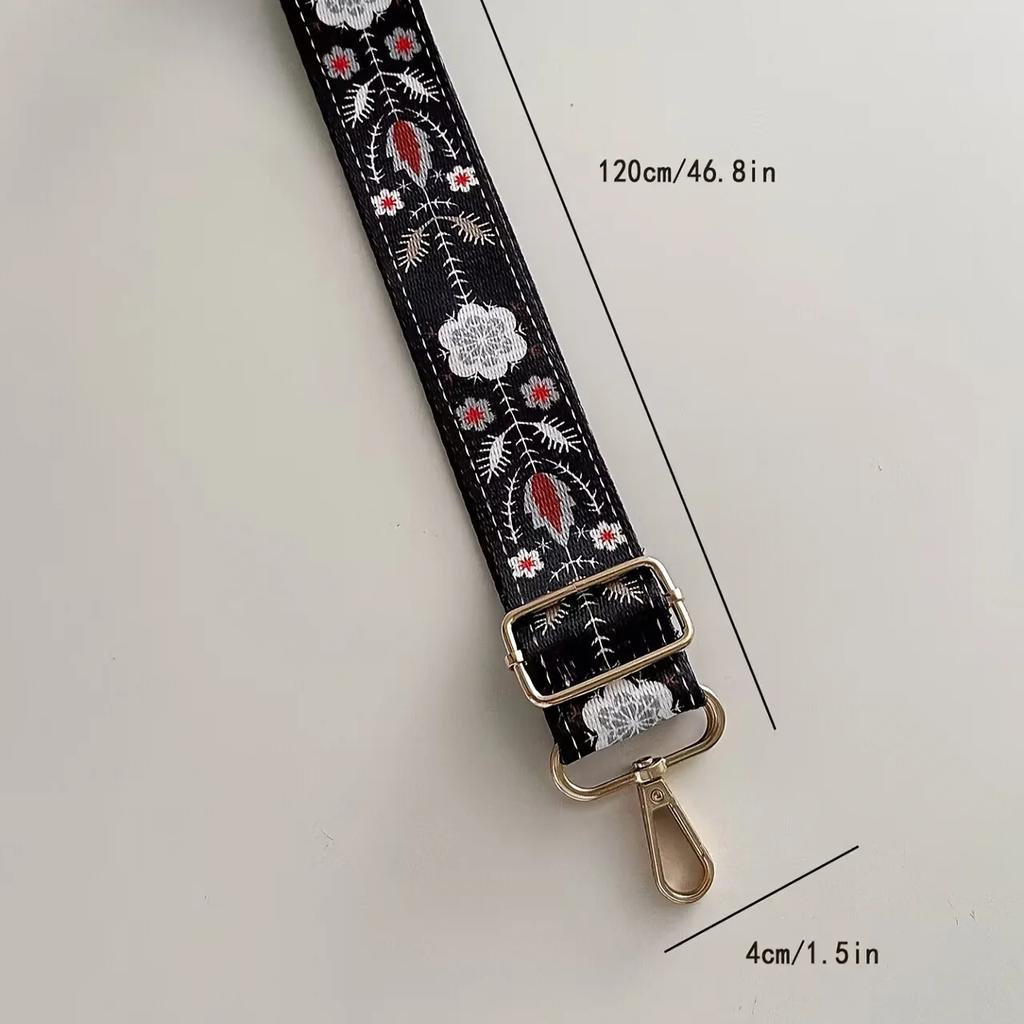 Blommigt Mönster Justerbar Bred Axelrem för Handväskor - Nylon Crossbody-väska, Avtagbar Design, Handväsktillbehör