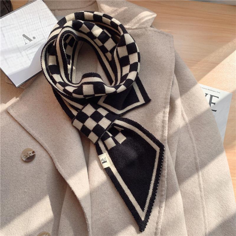 Checkerboard Plaid Scarf Women's Autumn and Winter New High End Scarf Korean Version Versatile Korean Style Cute Ins Trend