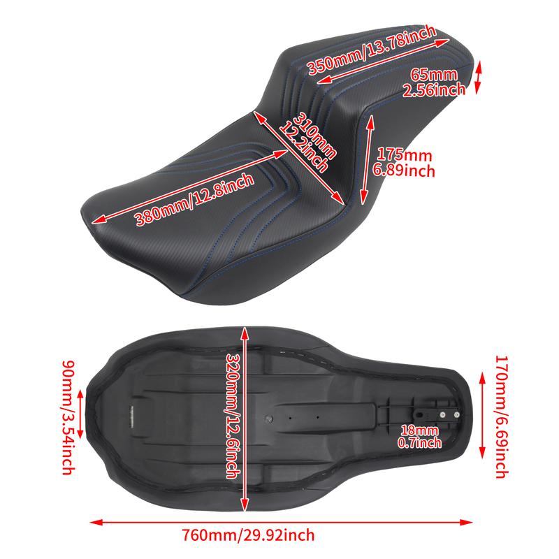 Motorcycle Two-Up Driver Passenger Seat Front Rear Cushion For Harley Touring Street Electra Glide Ultra Road Glide FLHR 2009-23