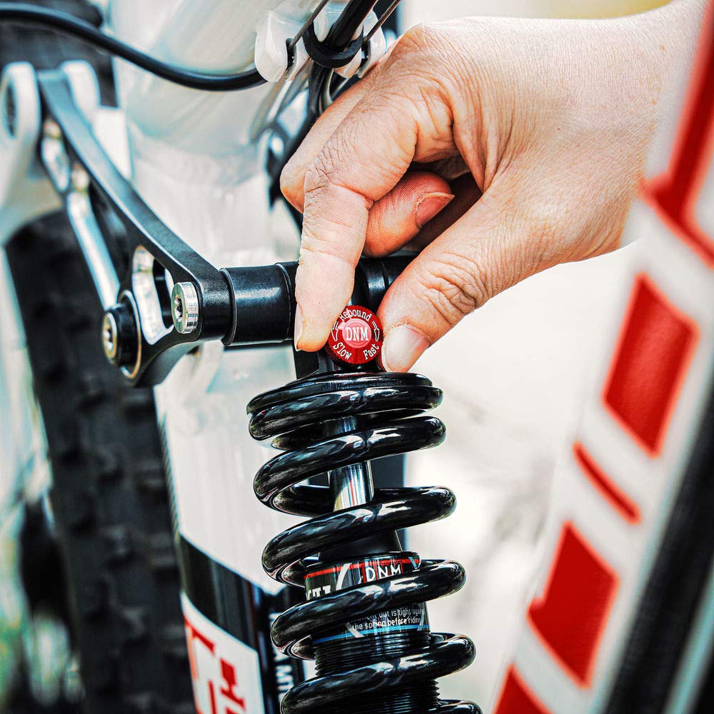 DNM Damping 2 System Mountain Bike Rear Shock with Anodized Aluminum AL 6061 Coil 750 165mm x 35mm Rebound/Preload Spring, lbs, (6.5")