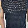 Léto Muži Pletená vesta bez rukávů s výstřihem do O Jednobarevný Slim Fit Vyhloubený Tenký pulovr Topy Streetwear