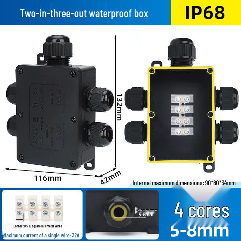 Outdoor IP68 Rainproof Plastic Junction Box with Terminal Block for PC Rooms & Street Lighting