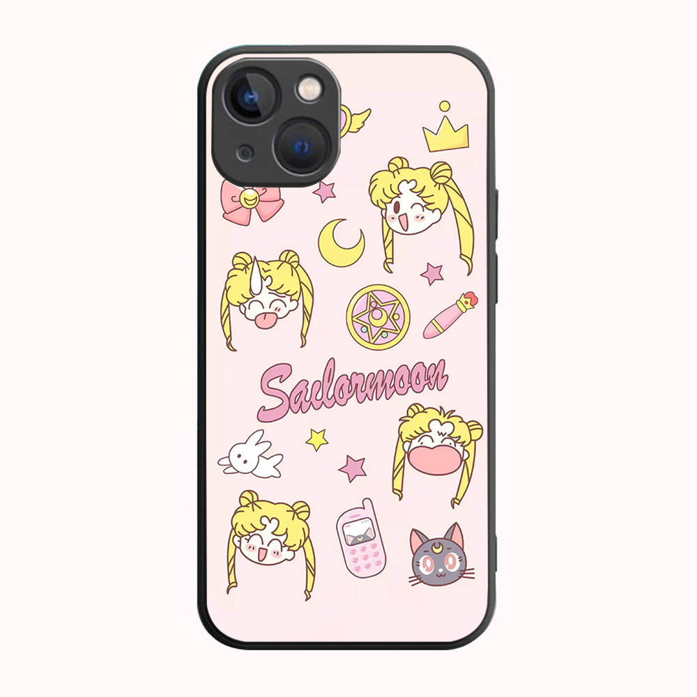 B-11 Sailor Moon Black Case for Samsung S24 S23 S22 S21 S20 FE S10 Lite Ultra S7 S8 S9 Plus A05S A11 A12 A13 A15 A22 A24 A25 A32 A52 A71 5G