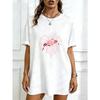 Übergroßes T-Shirt-Kleid Schwarz Pink Spinnennetz-Print Lässige Streetwear Mode Für Damen