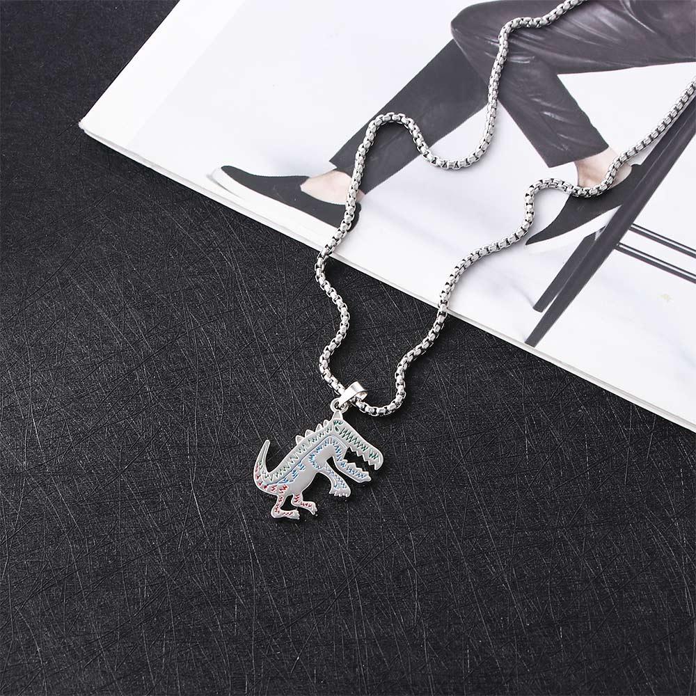 

Hip Hop Female Graffiti Dinosaur Necklaces Men Necklace Fashion Jewelry Korean Style Clavicle Chain