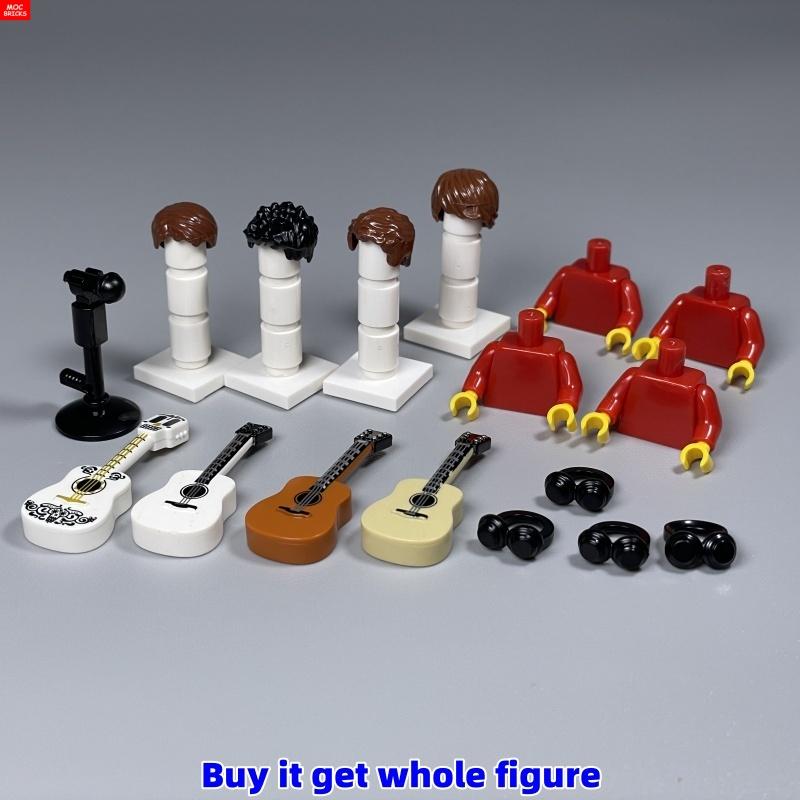 Non-Toxic Moc Bricks Suona Horn Music Score Singer Saxophone Bass Figure Musical Instruments Educatinal Building Blocks Kids Children Toys