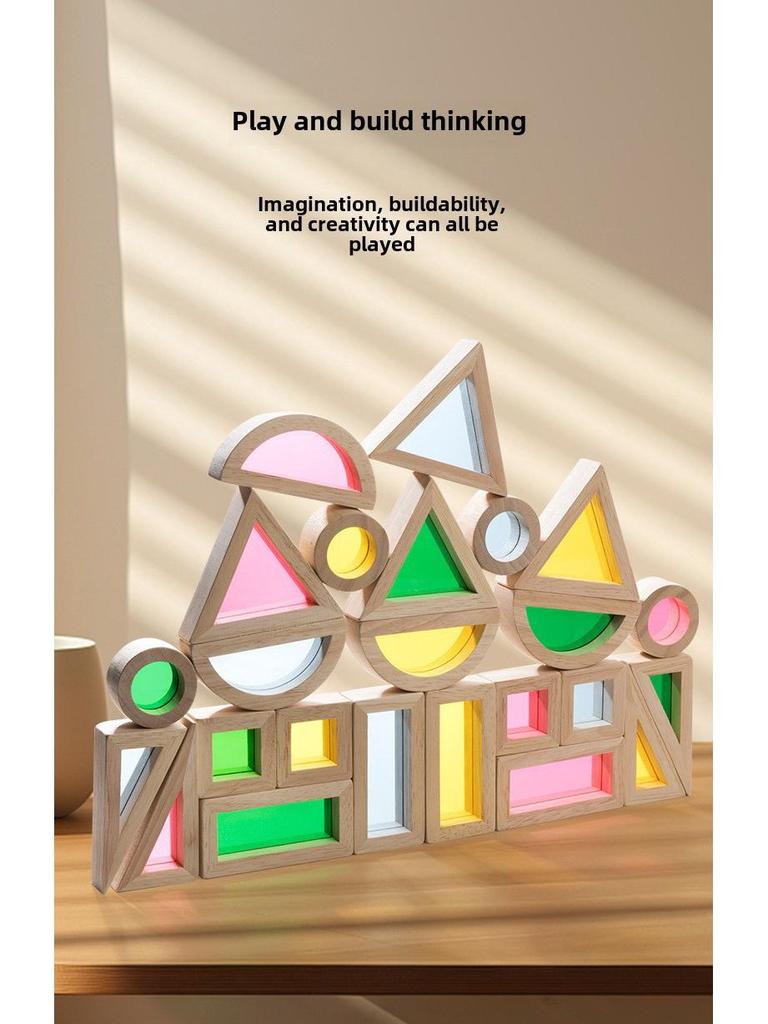Montessori Colorful Acrylic Translucent Blocks for Light Sensory Play & Kindergarten Teaching