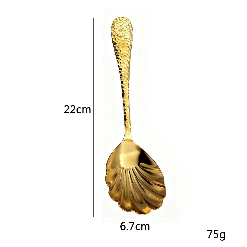 Premium Stainless Steel Hammered Shell Spoon for Household Use