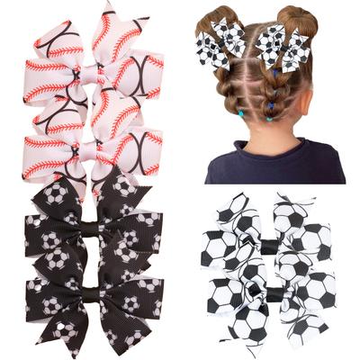 Football Soccer Printed Hair Clips Ribbon Bows Hairpins New Photography Props Souvenir Barrettes Children Hair Accessories
