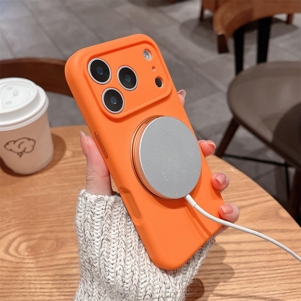 

360 Magnetic Stand Liquid Silicone Matte Phone Case For iPhone 17 16 15 14 Pro Max For Magsafe Charge Holder Protector Cover iPhone 14