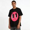 Cute Angry Red Face Cartoon Print T-Shirt Unisex Casual Loose Crew Neck Cotton Top Pure cotton T-shirt