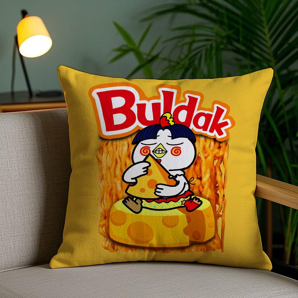 Kwaii Anime B-Buldak RameSn Pillow Case Sofa Short Plush Double-sided HD Printing Room Home Office Gift Cushion Cover