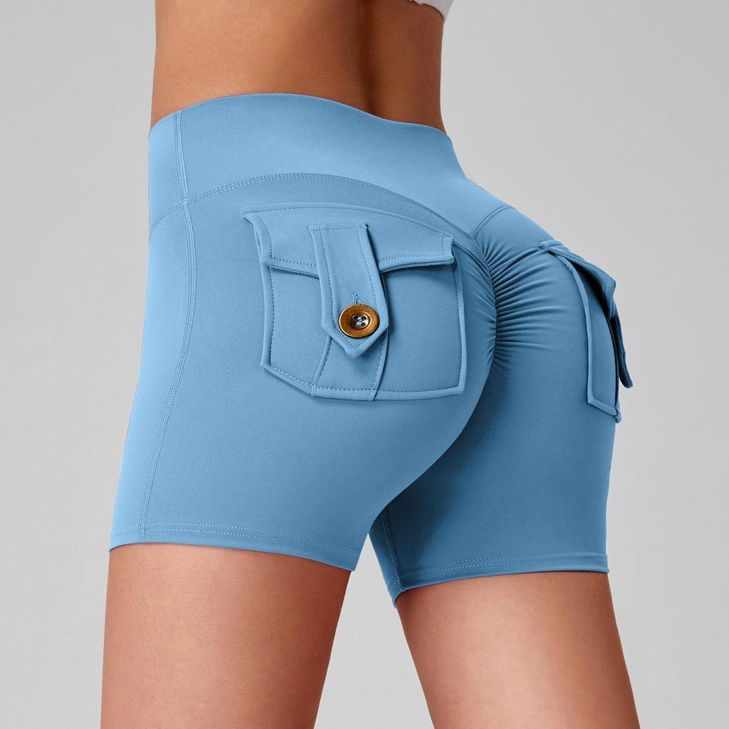 Pantaloncini da Yoga da Donna Asciugatura Rapida Peach Butt con Tasche Cargo