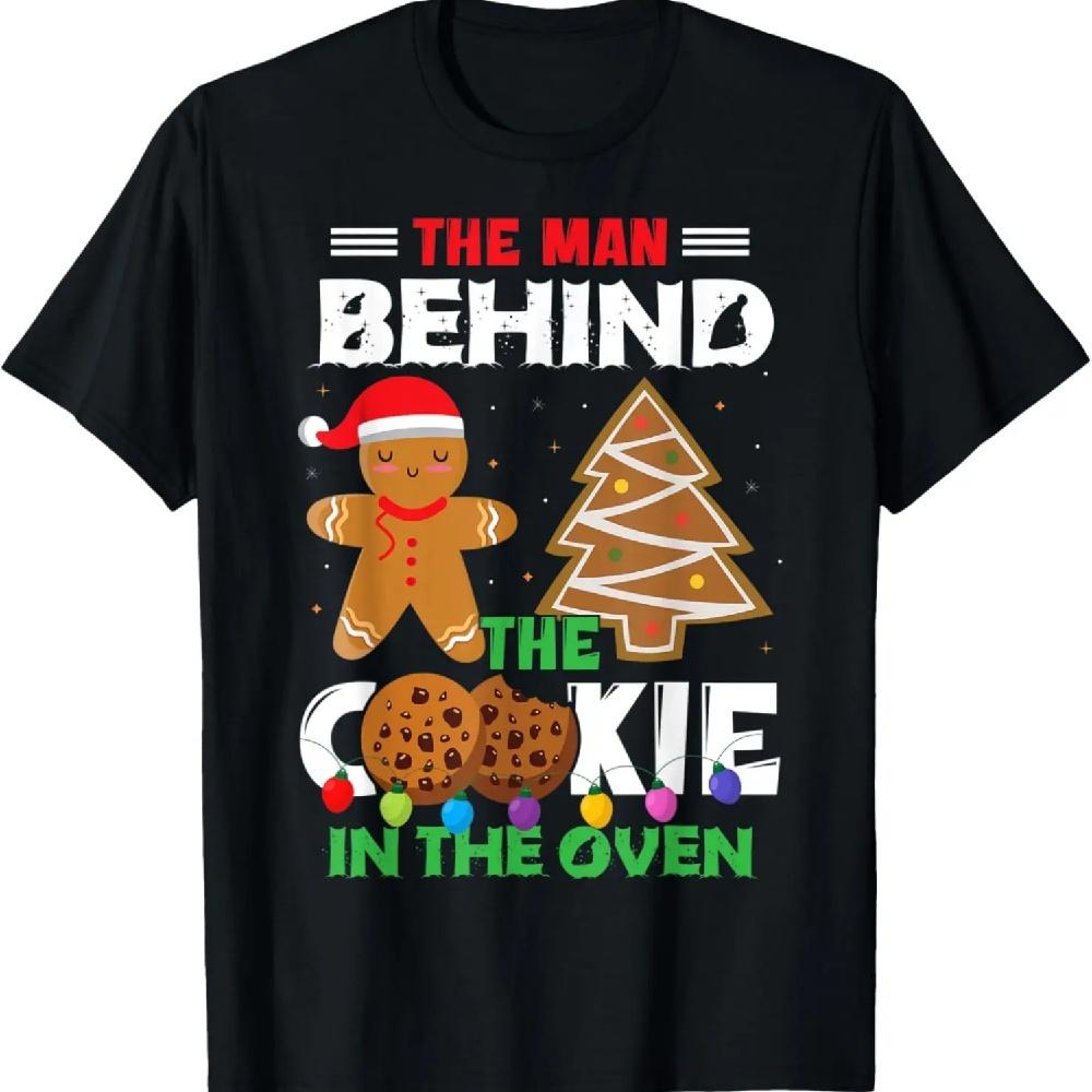 

Mens Behind The Cookie In The Oven Xmas Pregnancy Announcement T-Shirt XXXXXL чёрный