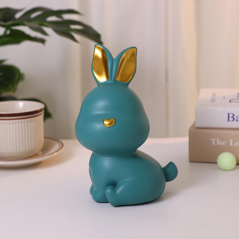 Cute Zodiac Rabbit Piggy Bank Resin Home Decor & Gift