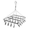 Multifunction Aluminum Alloy Laundry Drying Rack with 26 Clips for Socks Underwear Scarf Gloves