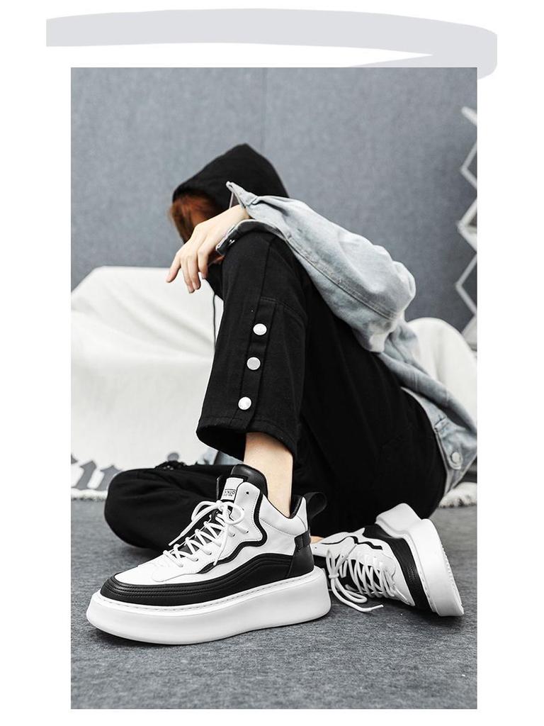 Men's Trendy High-Top Winter Shoes: Casual, Wear-Resistant, Thick Sole Sports Sneakers