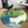 1PC Cat Pond Office Round Area Rug,  Mat Suitable ForOffice, Under Office Chairs Bedroom Living Room Home Decor, Room Deco