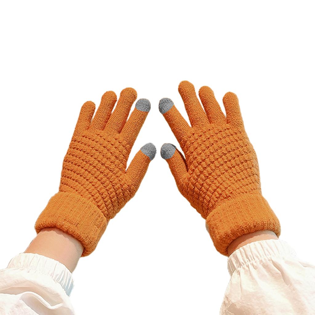 Knitted Full Finger Gloves Touchscreen Warm Gloves Unisex Fleece Lined Glove