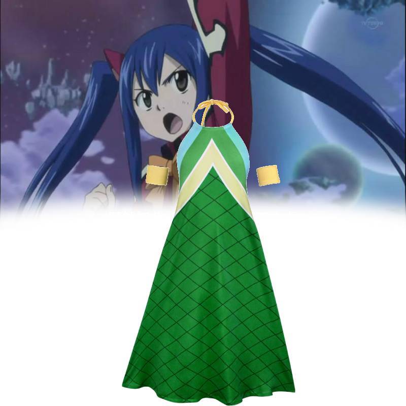Fairy Tail Wendy Marvell Cosplay Costume For Anime Role Play With Spandex Material For Women