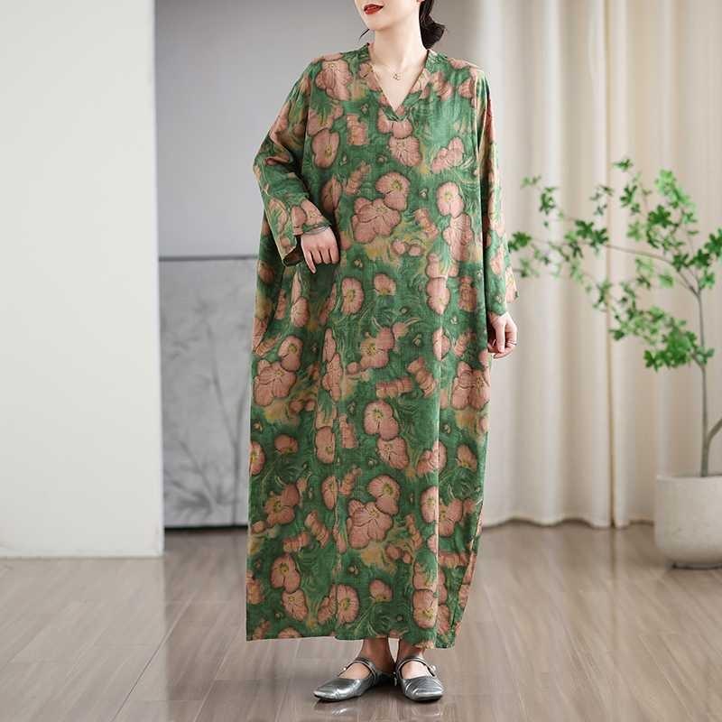 New Floral Vacation Style Travel V-Neck Vintage Dresses