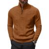 Half Zipper  Pullover  Long-Sleeved Knitted Sweater  Solid Color