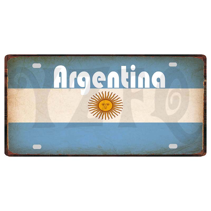 

YZFQCuba Yemen Haiti Bahamas Uruguay National Flag Metal Vintage Travel Souvenir Wall Shop Home Art Decor 30X15CM DC-1416B 15x30cm(5.9x7.8inch)