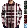 Men's Striped Print Long Sleeve Button-up Shirt