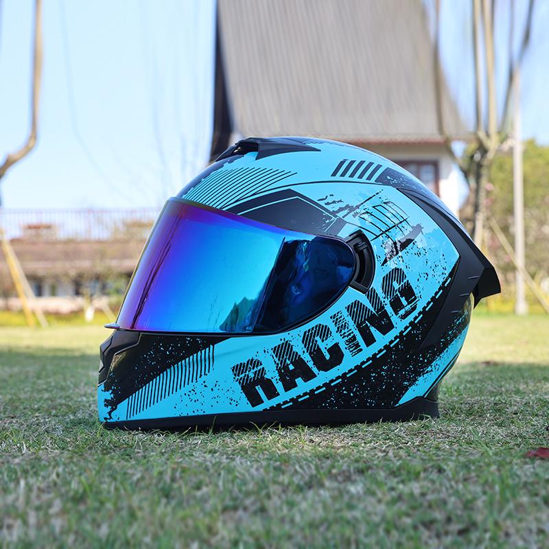 LVS-702 Motorcycle Helmet, Men's and Women's Dual Lens Couple Street Bike Full Helmet, Personality Prone Racing Helmet