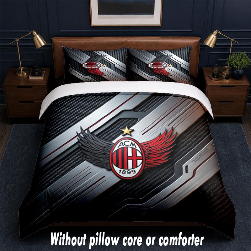 AC Milan Design Bed Bedding Set 1 Duvet Cover + 2 Pillowcases Soft Breathable Household Bed Linens
