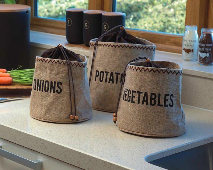 Sac à Pommes de Terre - KITCHEN CRAFT - JVPS - Toile de Jute - Marron - 25 x 25 x 24 cm