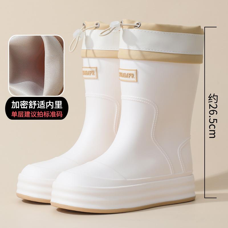 Women's thick-soled medium tube water shoes can be worn in all seasons, work shoes, car wash waterproof and non-slip indoor and outdoor rubber shoes