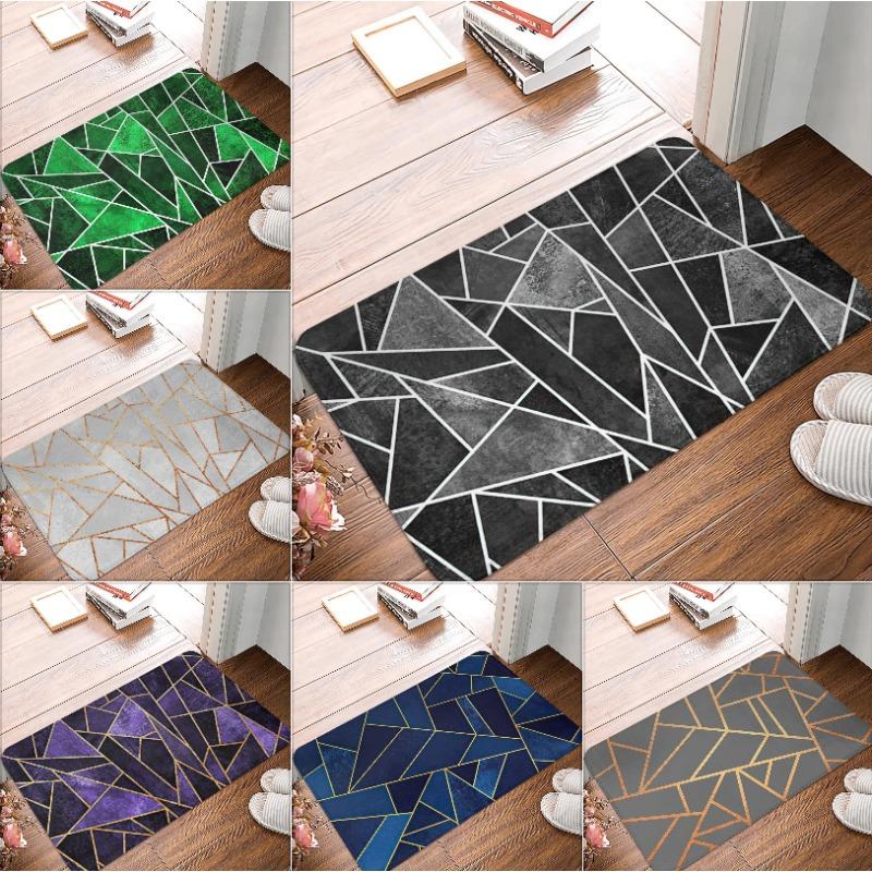 

Purple Green Geometric Striped Nordic Style Anti-Slip Decorative Kitchen Bathroom Doormat Carpet Rug Indoor Home Floor Mat 40x60cm