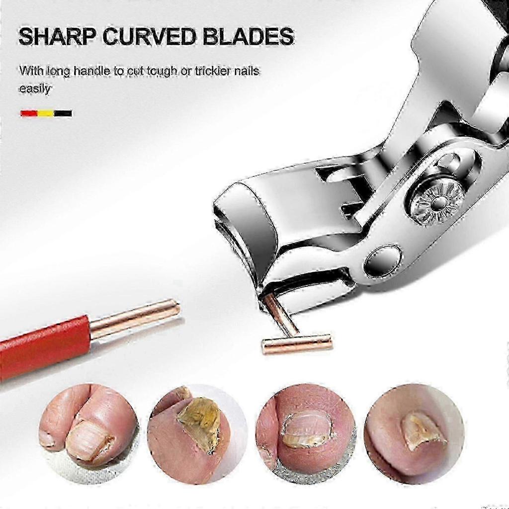 Ergonomic Senior Toenail Clippers for Thick Nails - Stainless Steel Angled Head