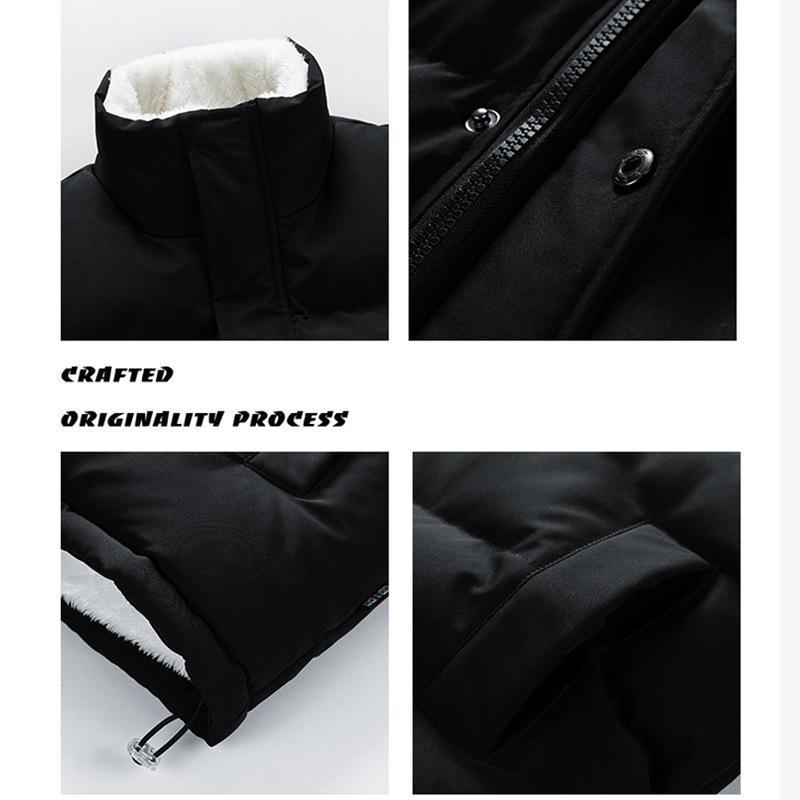 Stand-up Collar Cotton Clothing Men and Women Paragraph Thickened Loose Cotton Jacket Couples Paragraph Cotton Coat Men with Multiple Pockets Design