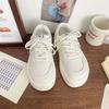 Fashion 2024 Pure White Shoes for Women Platform Cute Round Toe All-match Pu Leather Sneakers Athletic Casual Vulcanized Zapatillas