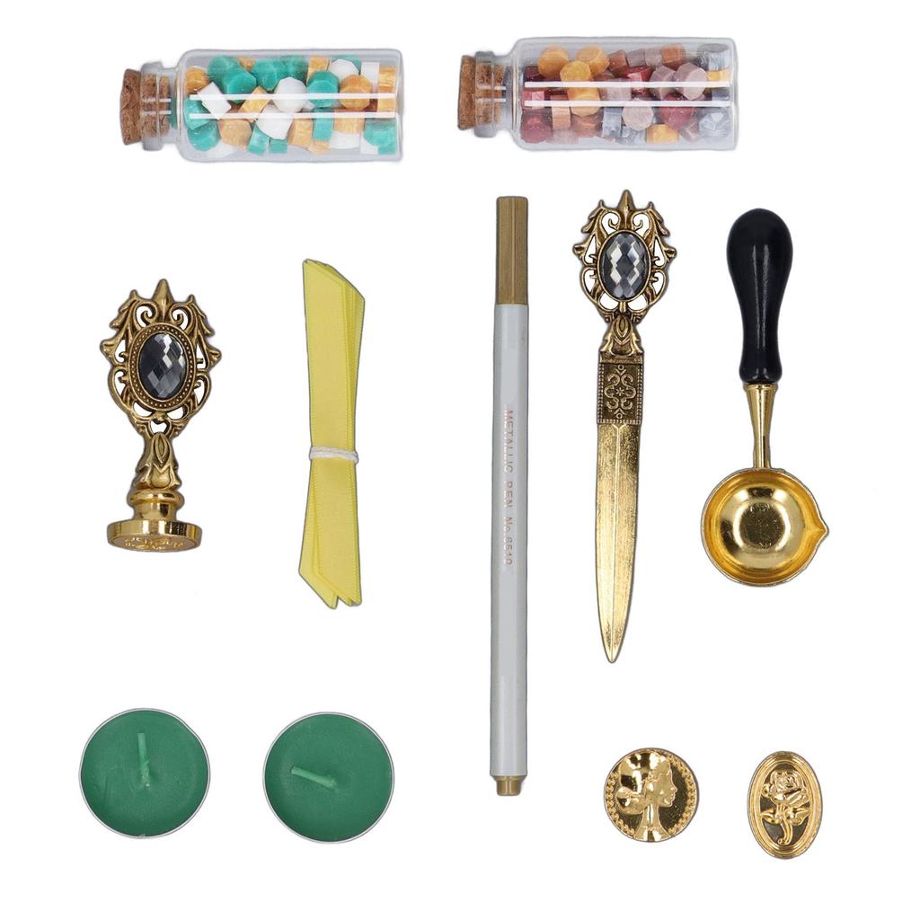 Wax Stamp Kit European Retro Stamp Hand Account Envelopes Paint Sealing Wax Kit Gift Earth Box Decoration