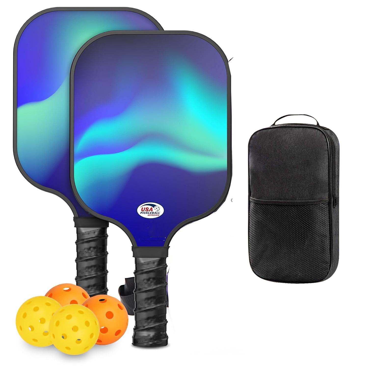Lightweight Carbon Fiber & Fiberglass Pickleball Paddle Set