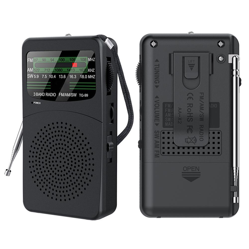 Portable AM FM SW Radio Battery Operated Radio with LED Flashlight Pocket Radio for Outdoor Camping and Emergency