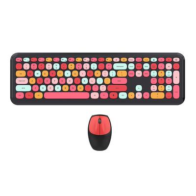 Mofii Conjunto de Teclado e Mouse Sem Fio Teclas Redondas Teclado Colorido Mulheres Escritório Teclado Sem Fio Tamanho Normal Teclado Máquina de Escrever