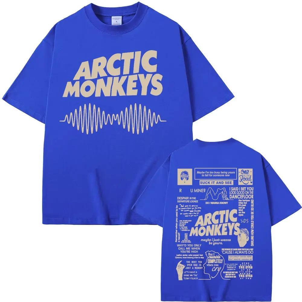 T-shirt Oversize con Testi e Forma d'onda degli Arctic Monkeys, Maglietta Streetwear Unisex Band Indie Rock, Top Casual a Manica Corta 100% Cotone