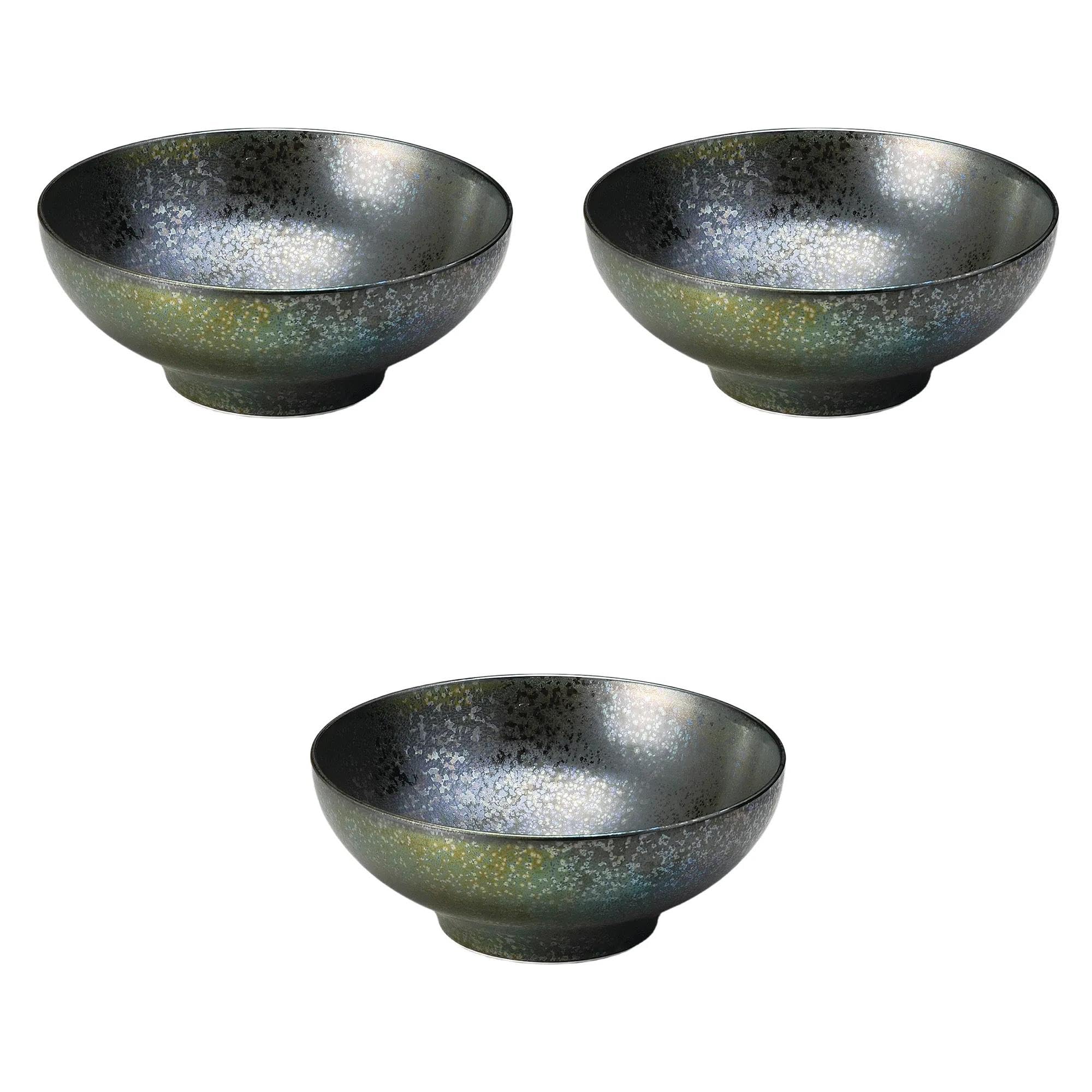 

Set of 3 Black 25cm Deep Large Bowls x Large Serving Bowls by Setomonohonpo [25.3 10cm]