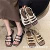 35-45 large size soft flat sandals autumn new retro French fairy wind beach seaside travel Roman shoes