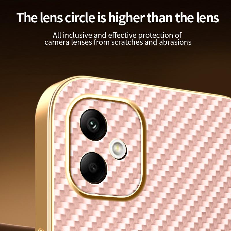 For Samsung Galaxy A05 4G Phone Case Carbon Fiber Textured Electroplated TPU Back Cover