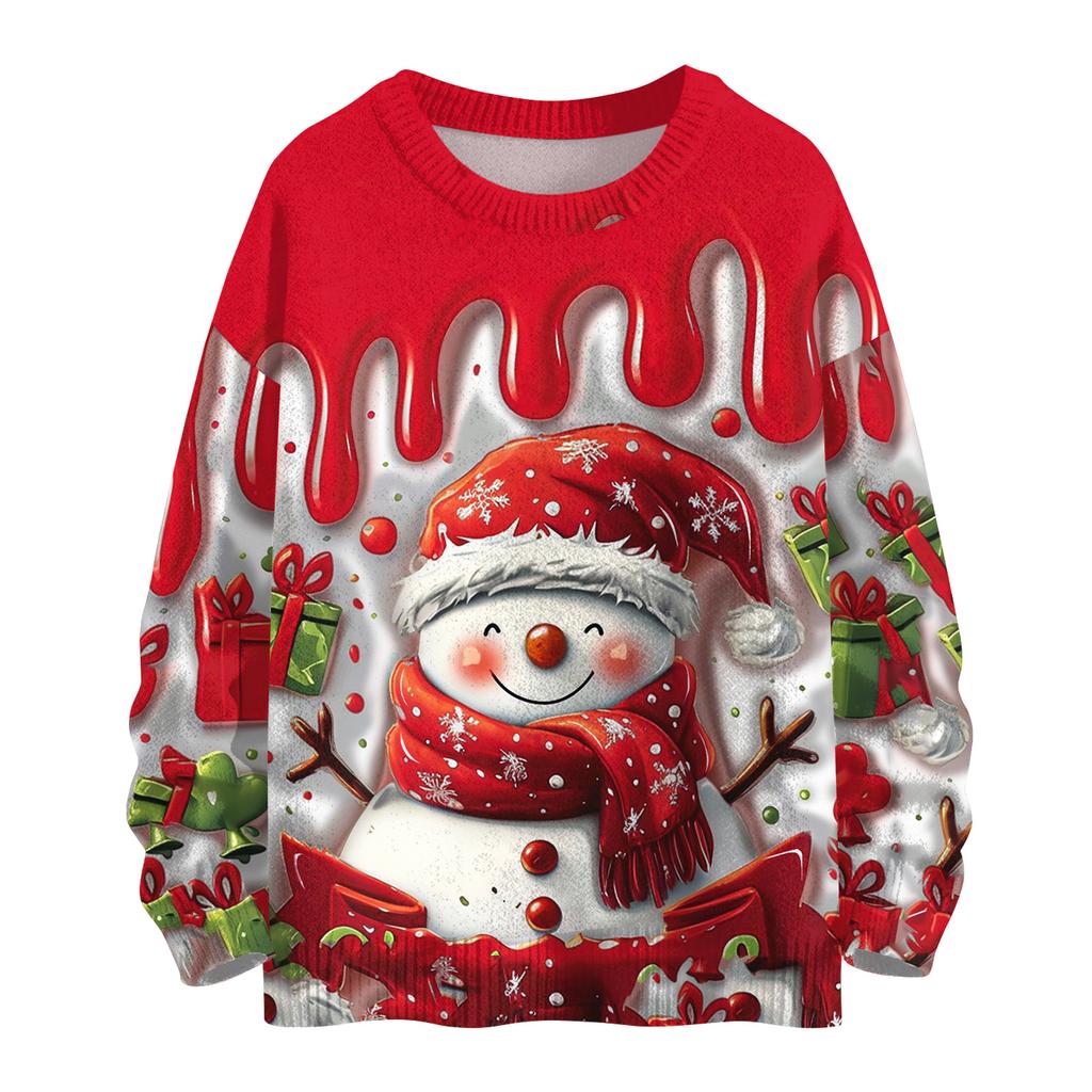 Women's Casual Long Sleeve Woolen Christmas Sweatshirt Fall Vacation Long Sleeve Pullover