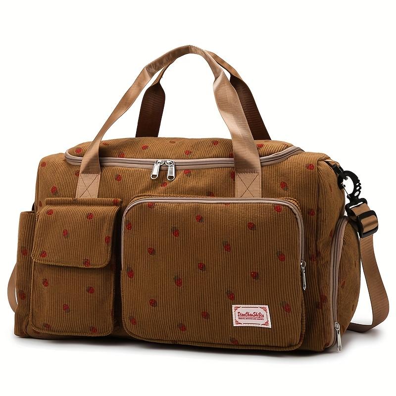 Large Capacity Strawberry Print Duffel Bag with Multiple Compartments - Durable Nylon Casual Gym & Travel Bag, Reinforced Handles & Secure Zippers
