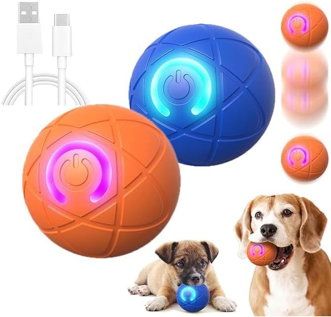 2PCDurable Auto-Rolling Pet Toy Ball for Cats and Dogs - Bite-Proof Self-Entertainment Fun