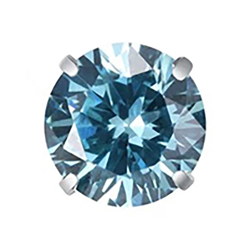 F136 Titanlegierung Steckerohrringe mit 5A Zirkonia, Vierzack-Rundfassung, Innengewinde Knorpel, Schalenboden Lippen- & Zungenpiercing-Ersatz.